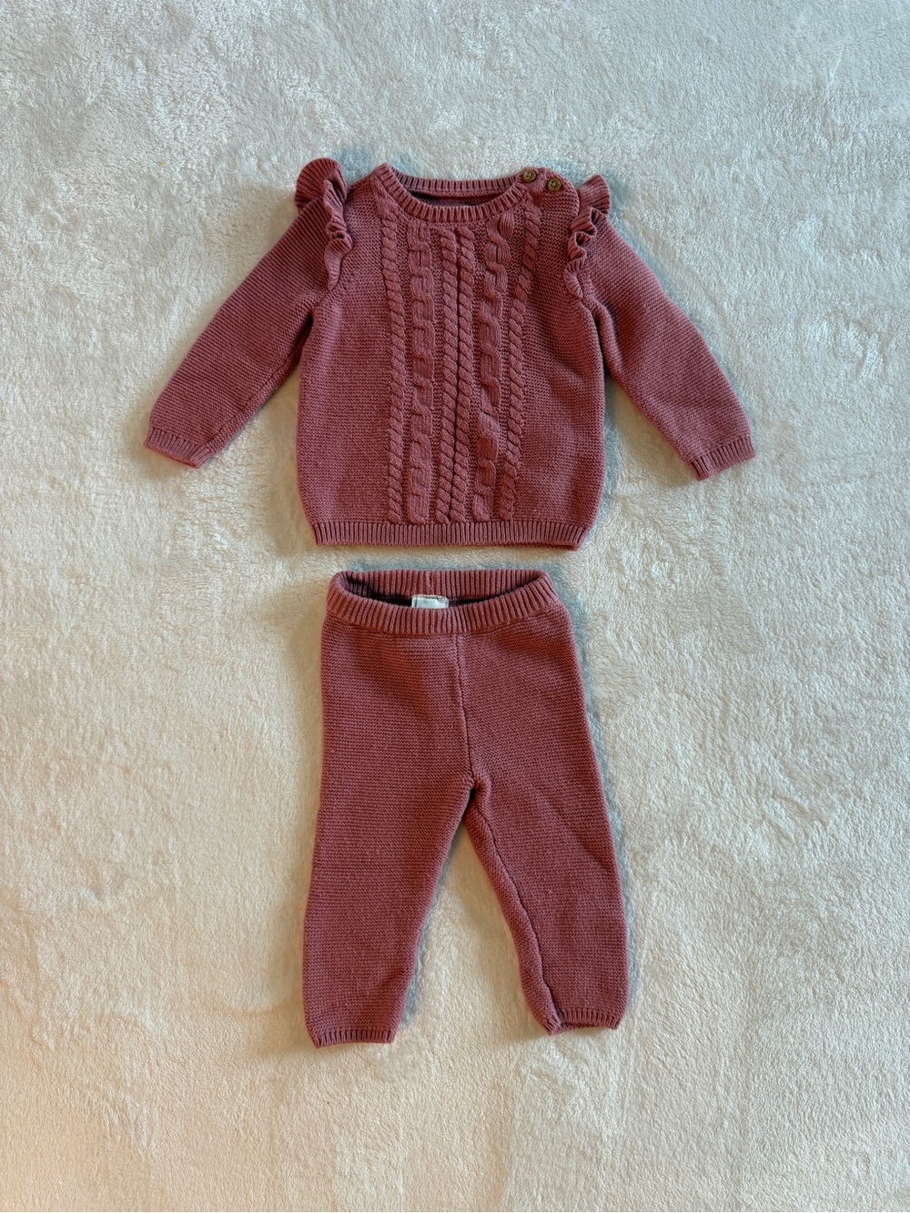 Little Planet Carter’s Organic Knit Sweater Set 6M Dusty Rose